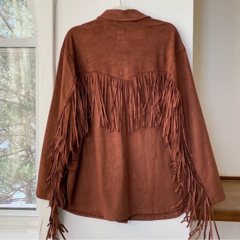 NWT Free People Fringe Out Vegan Suede Jacket Red Mahogany Medium - Picture 12 of 12